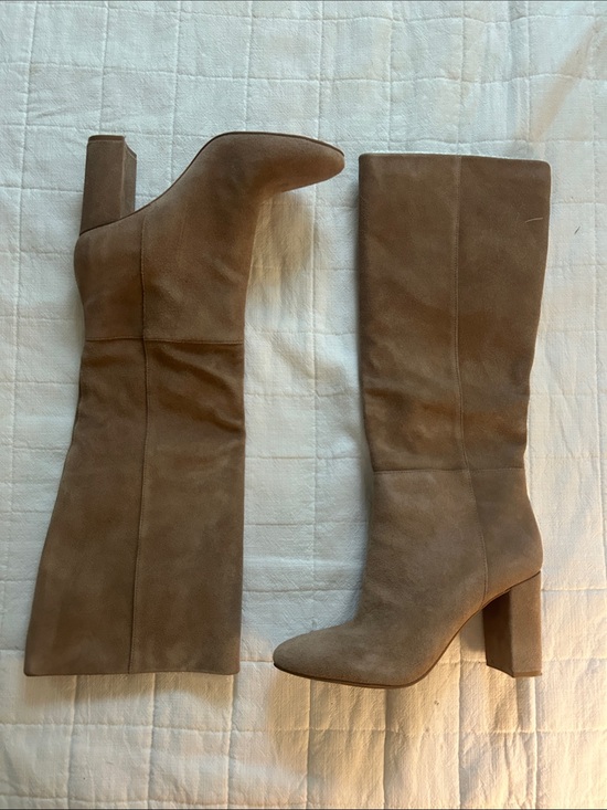 Qupid Shoes - Krafty Honey Brown Suede Leather Knee High Boots - Suede Mars